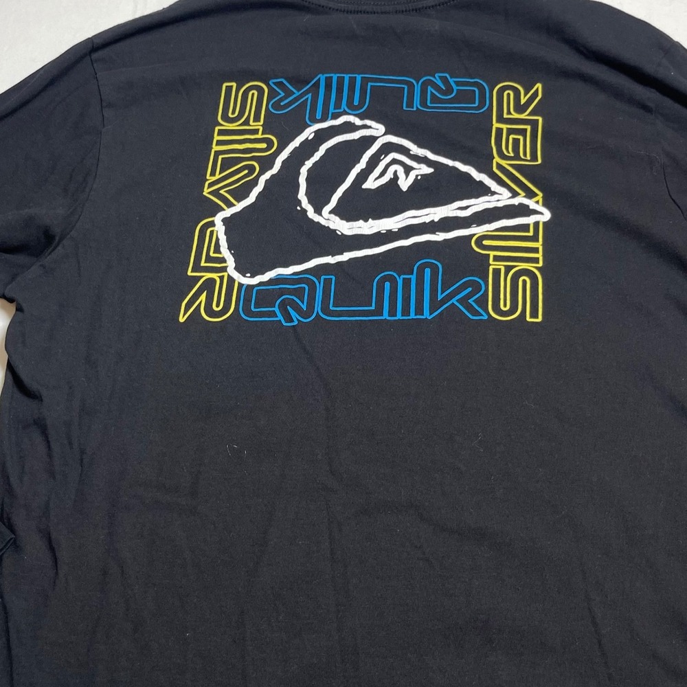 Quiksilver Mens Long Sleeve T Shirt Black Graphic Logo Cotton Surf Skate Size L - Picture 4 of 6